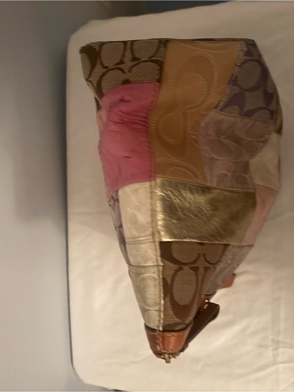 Coach Patchwork Signature Tote - Pink, Tan & Gold Accents - Picture 5 of 9